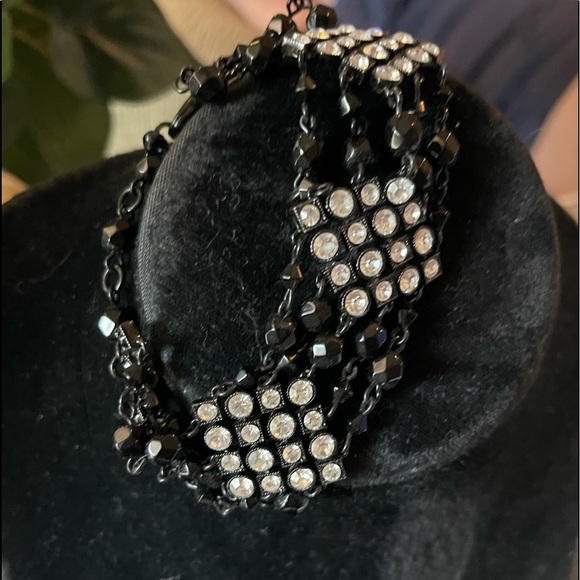 Avon Vintage Black & Crystal Rhinestone Bracelet - Picture 1 of 3